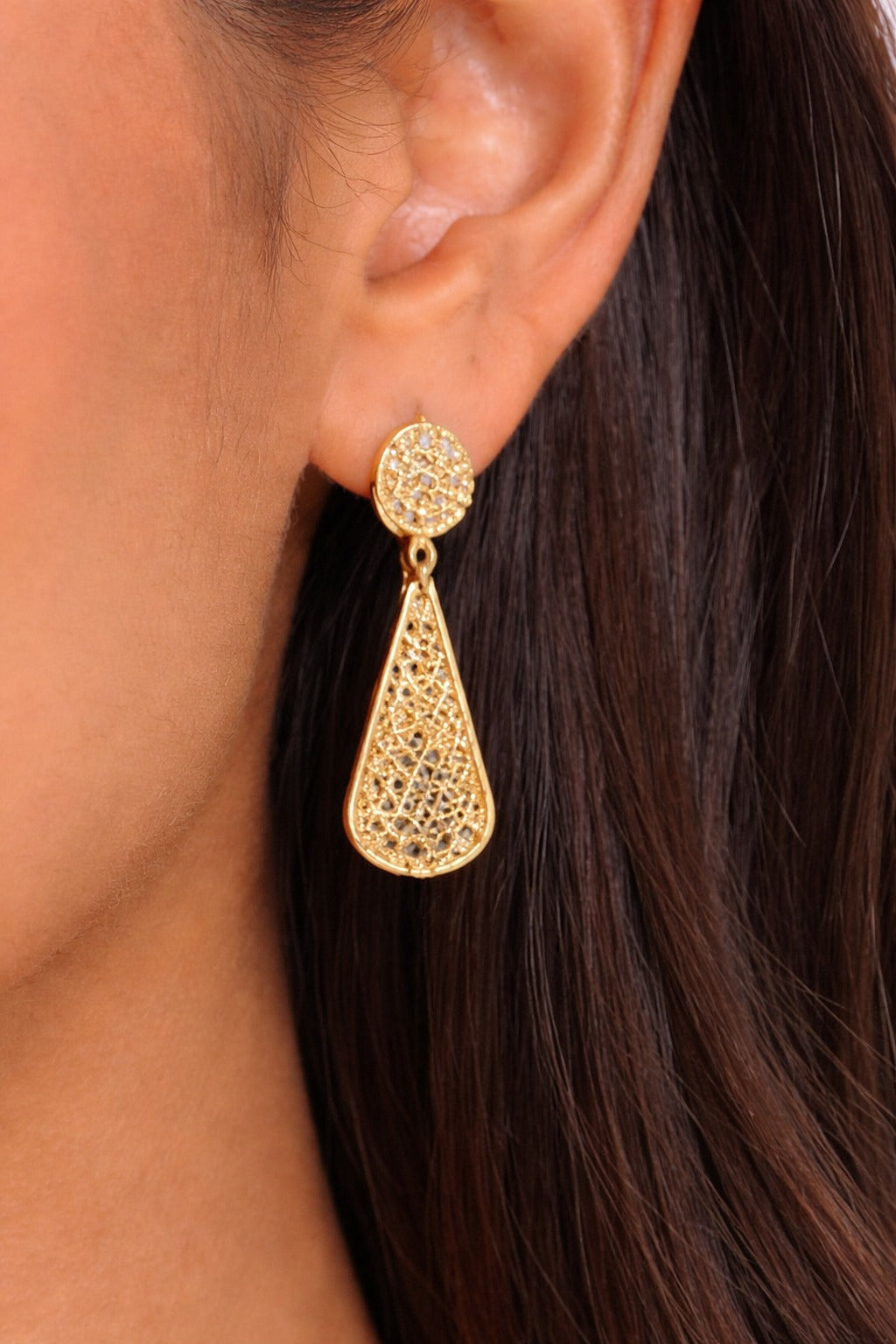 Classic Filigree Drop Long Chain Necklace