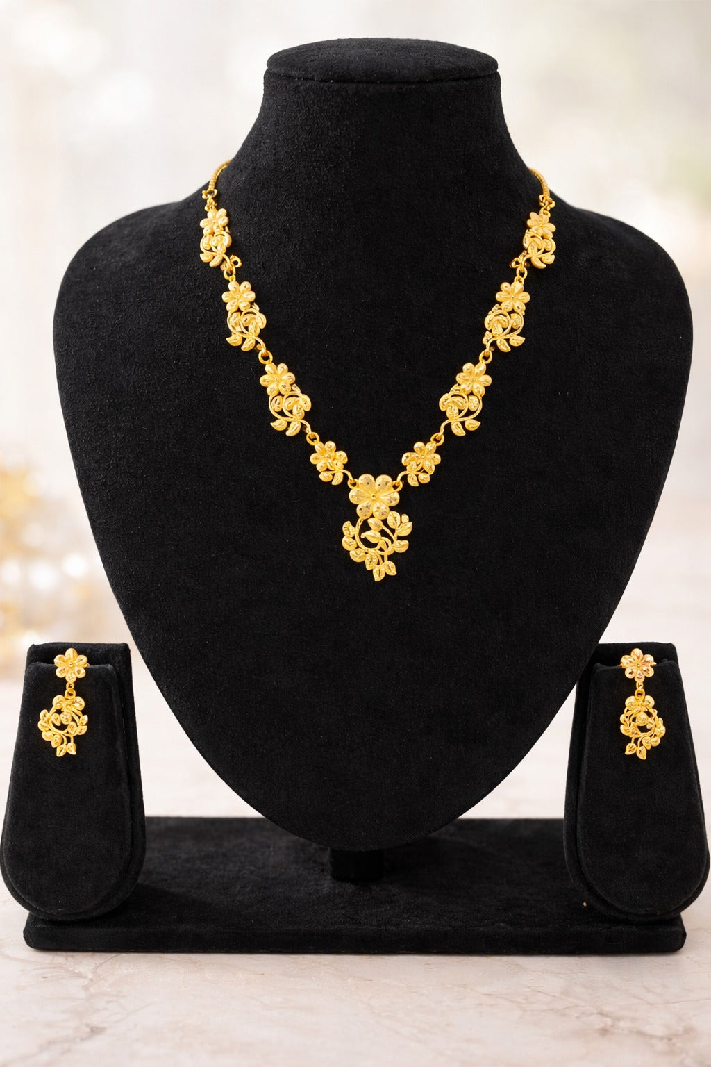 Golden Blossom Vine Necklace Set