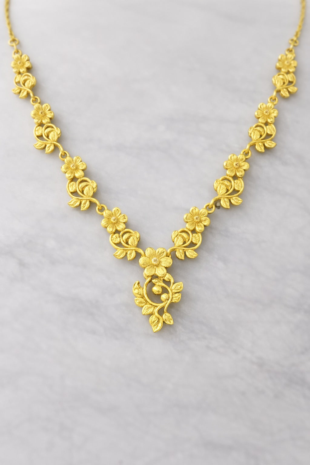 Golden Blossom Vine Necklace Set