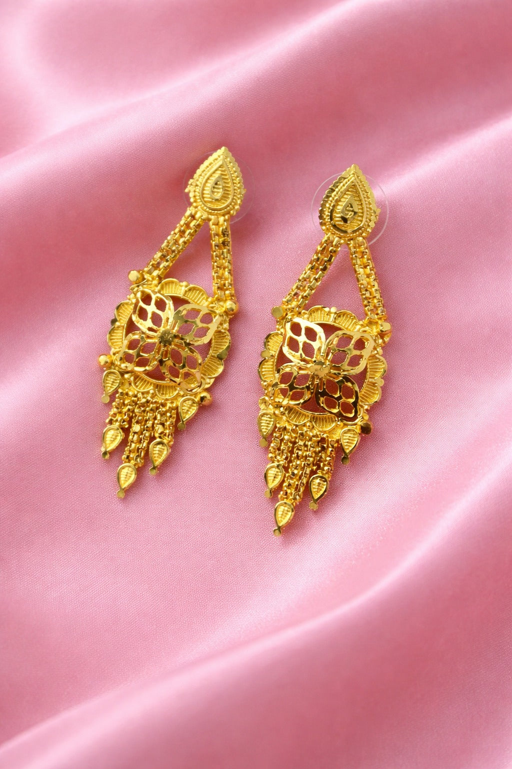 Royal Floral Cascade Gold Necklace Set