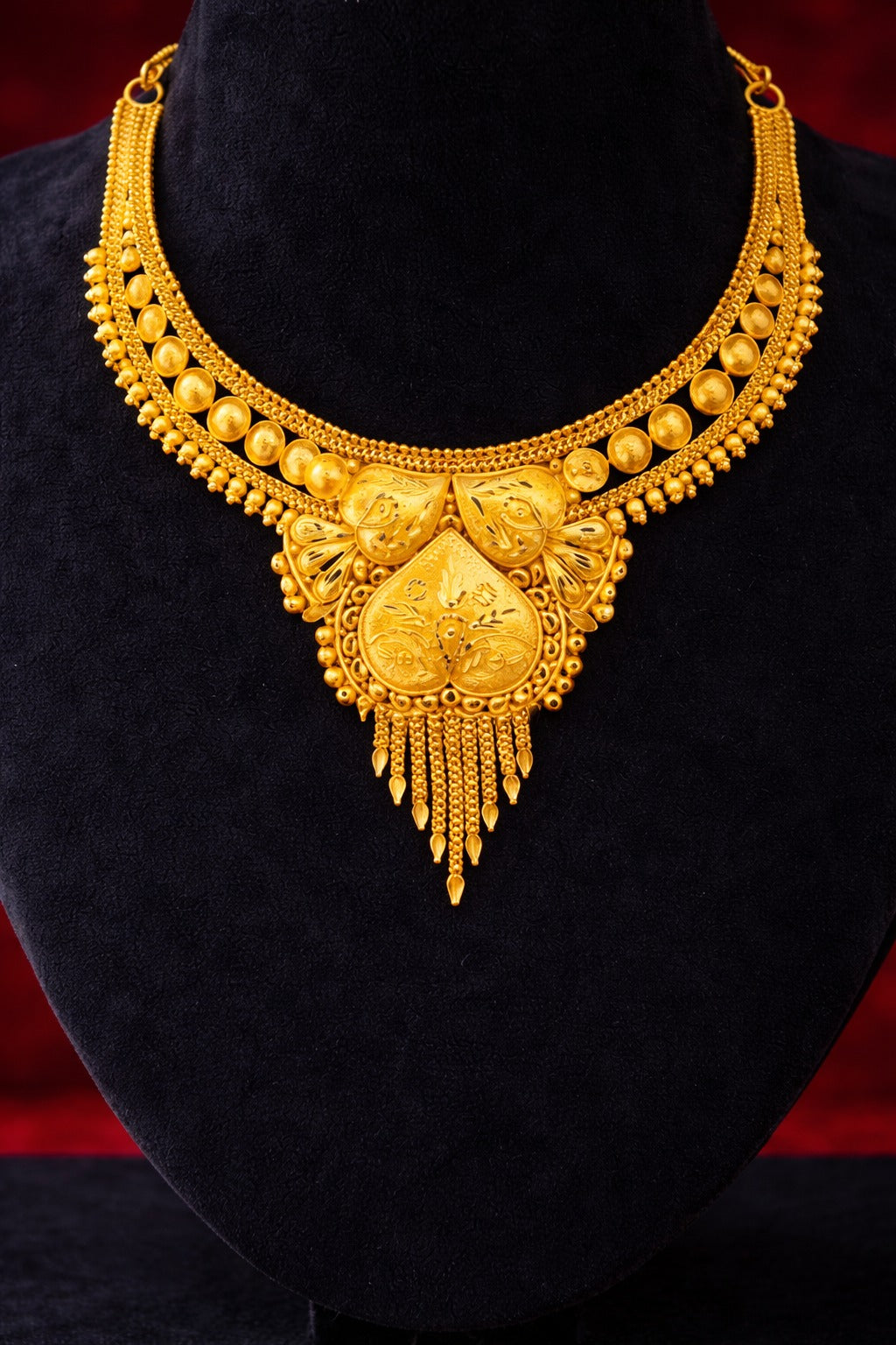 Rajwadi Peacock Motif Gold Necklace & Earrings Set