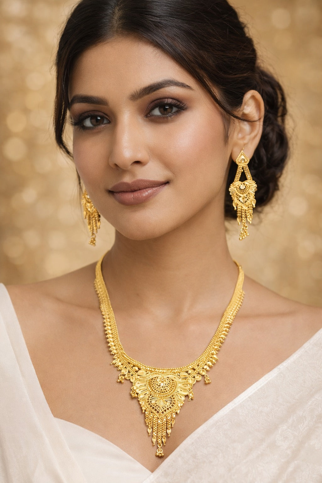 Regal Gold Pendant Necklace Set