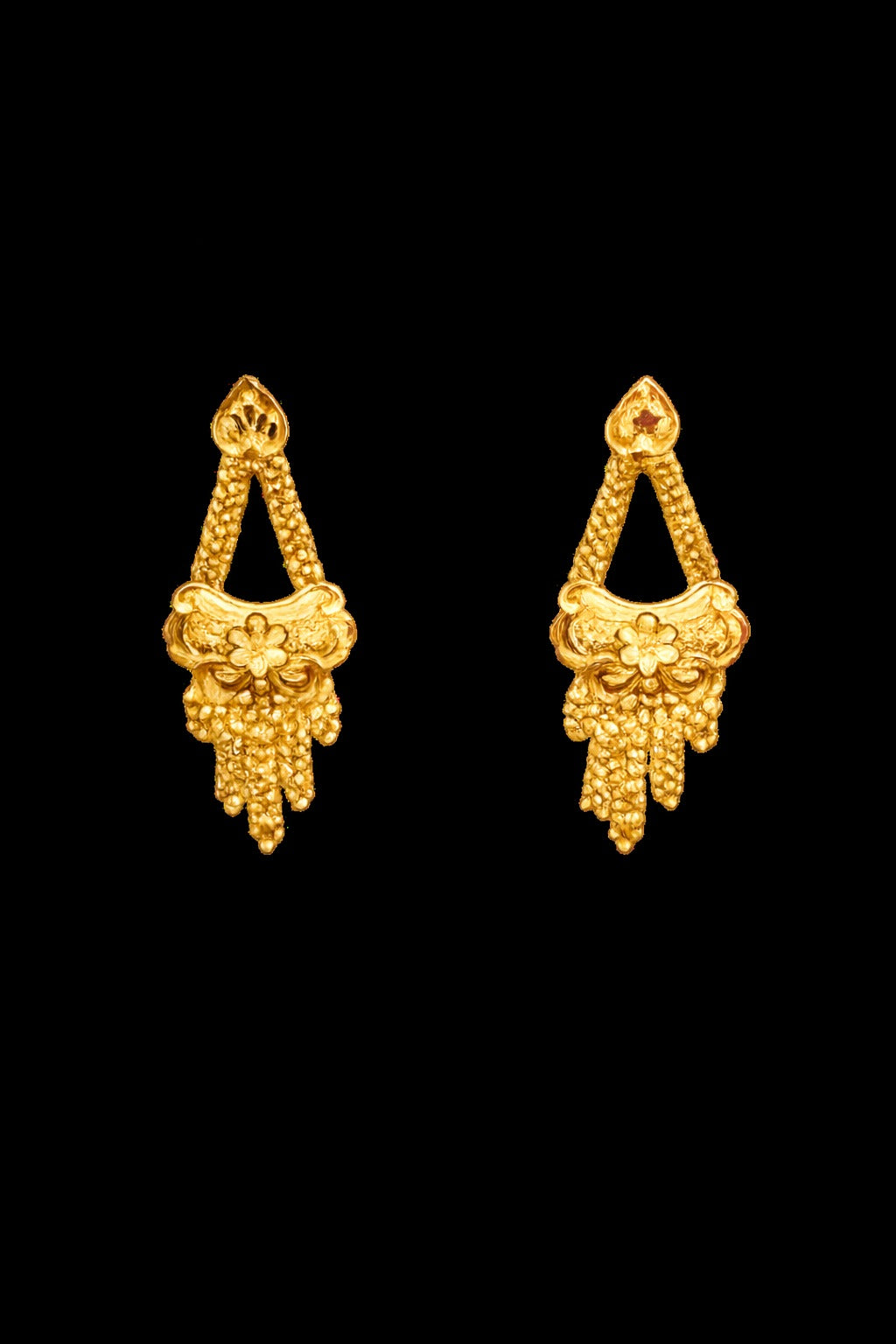 Royal Antique Gold Pendant Necklace Set with Traditional Drop Earrings