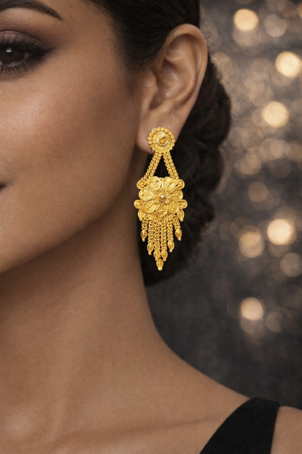 Midnight Bloom Royal Gold Necklace Set