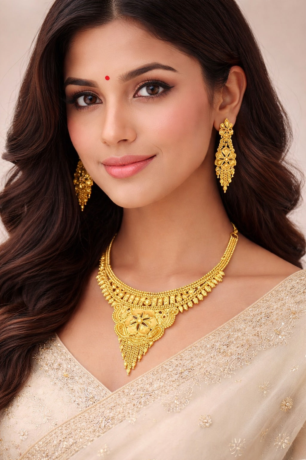 Golden Petal Heritage Necklace Set