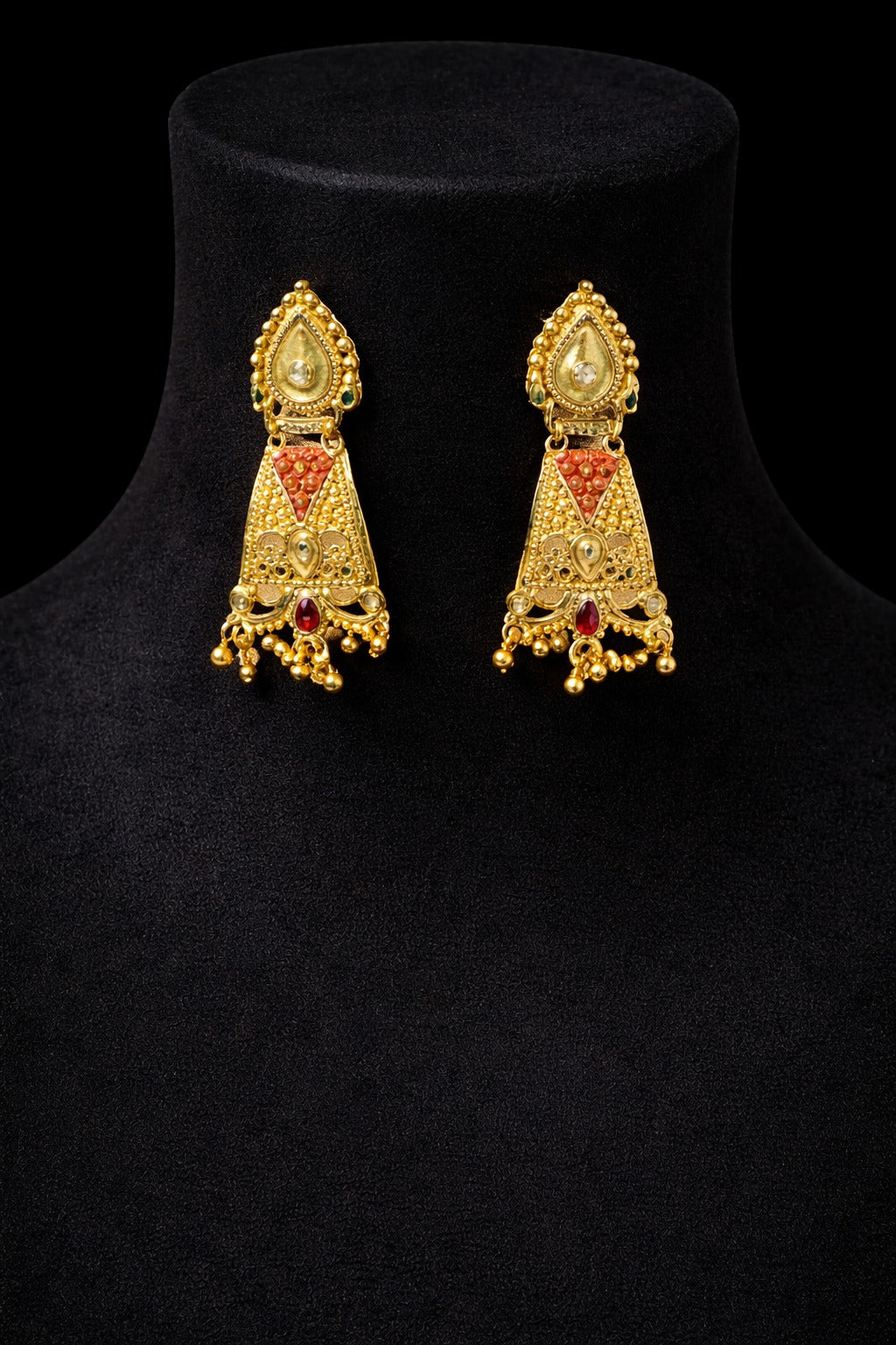 Royal Navratna Peacock Motif Gold Necklace Set