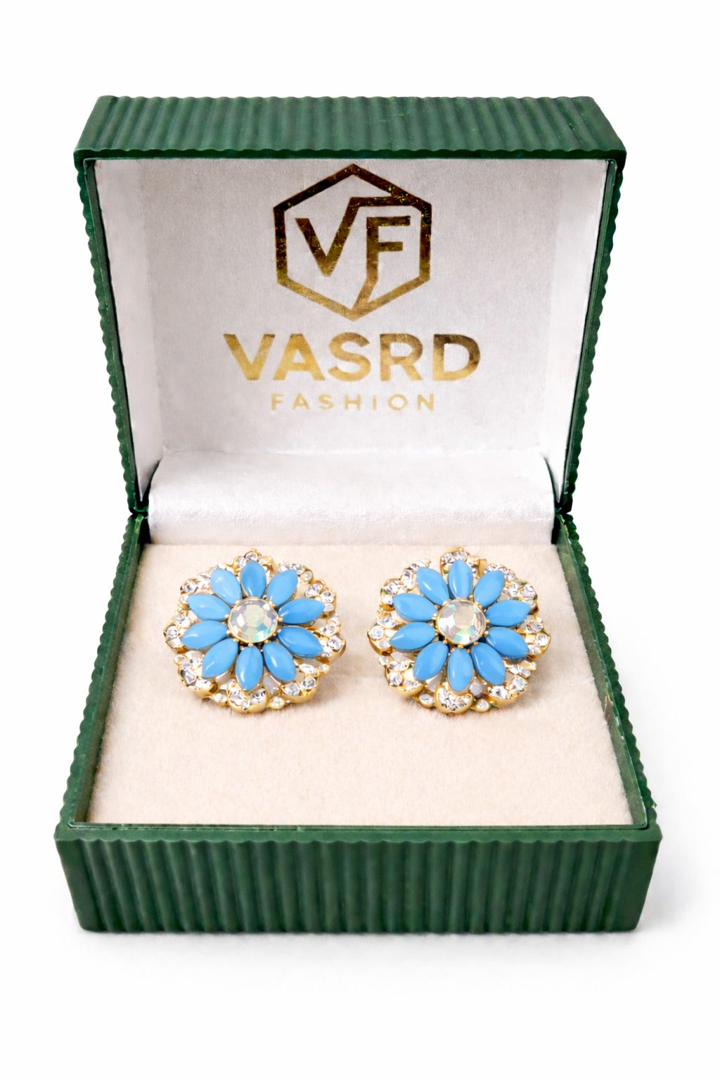 Sky Bloom Crystal Floral Stud Earrings