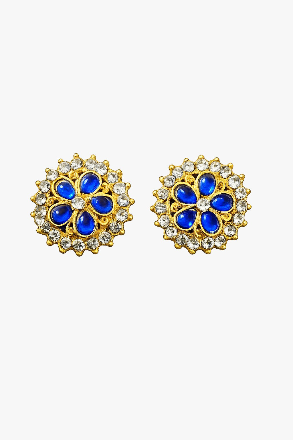 Royal Sapphire Bloom Crystal Stud Earrings