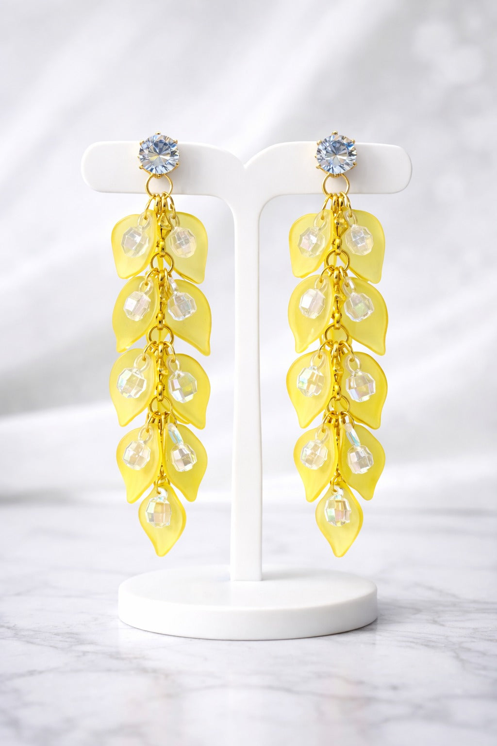 Golden Sunshine Leaf Drop Earrings