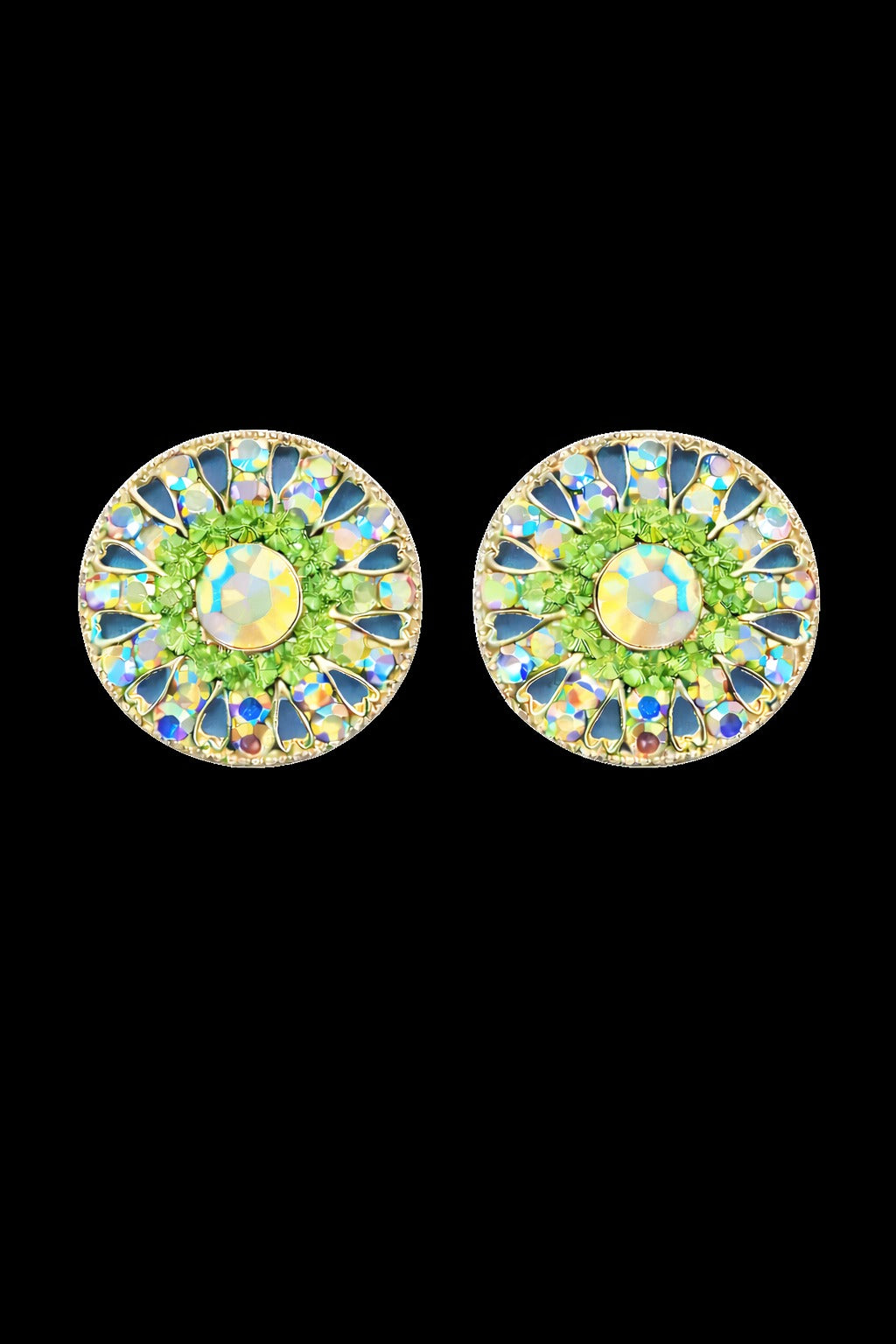 Emerald Prism Mandala Crystal Stud Earrings