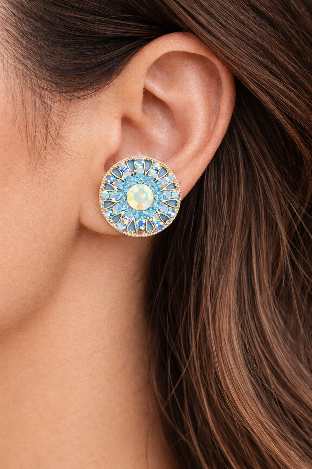 Ocean Bloom Crystal Stud Earrings