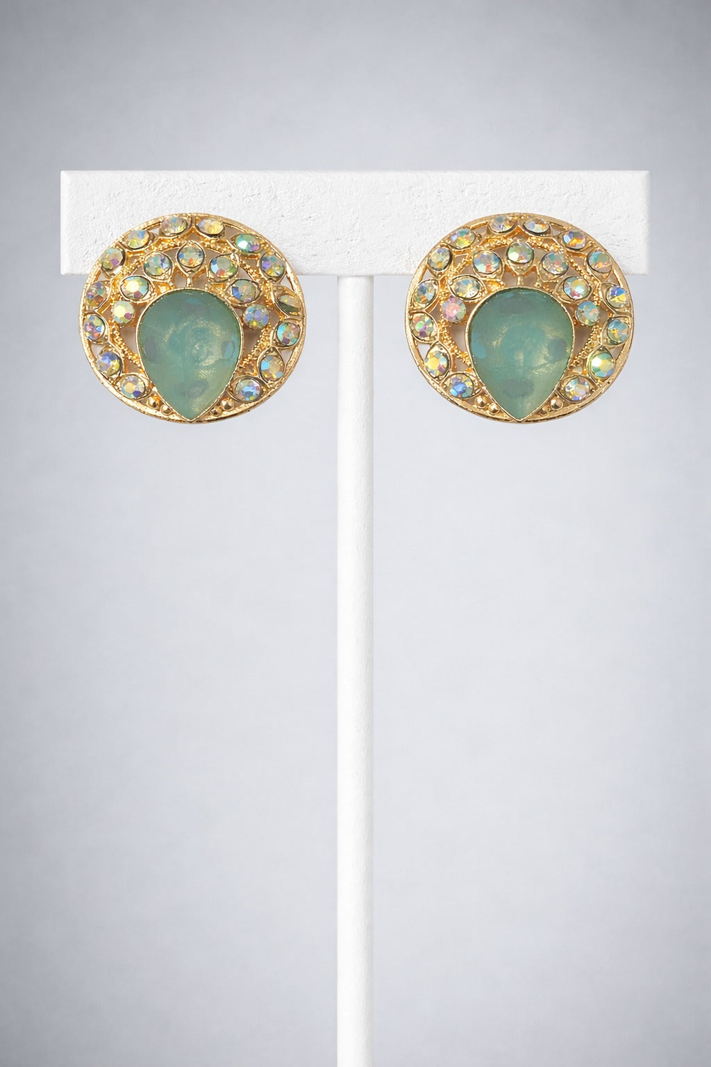 Aqua Radiance Gold Statement Stud Earrings