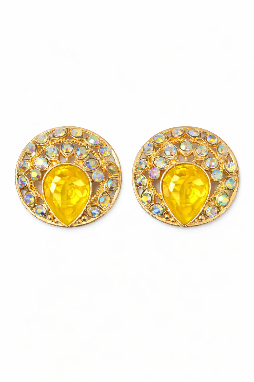 Golden Amber Glow Statement Stud Earrings