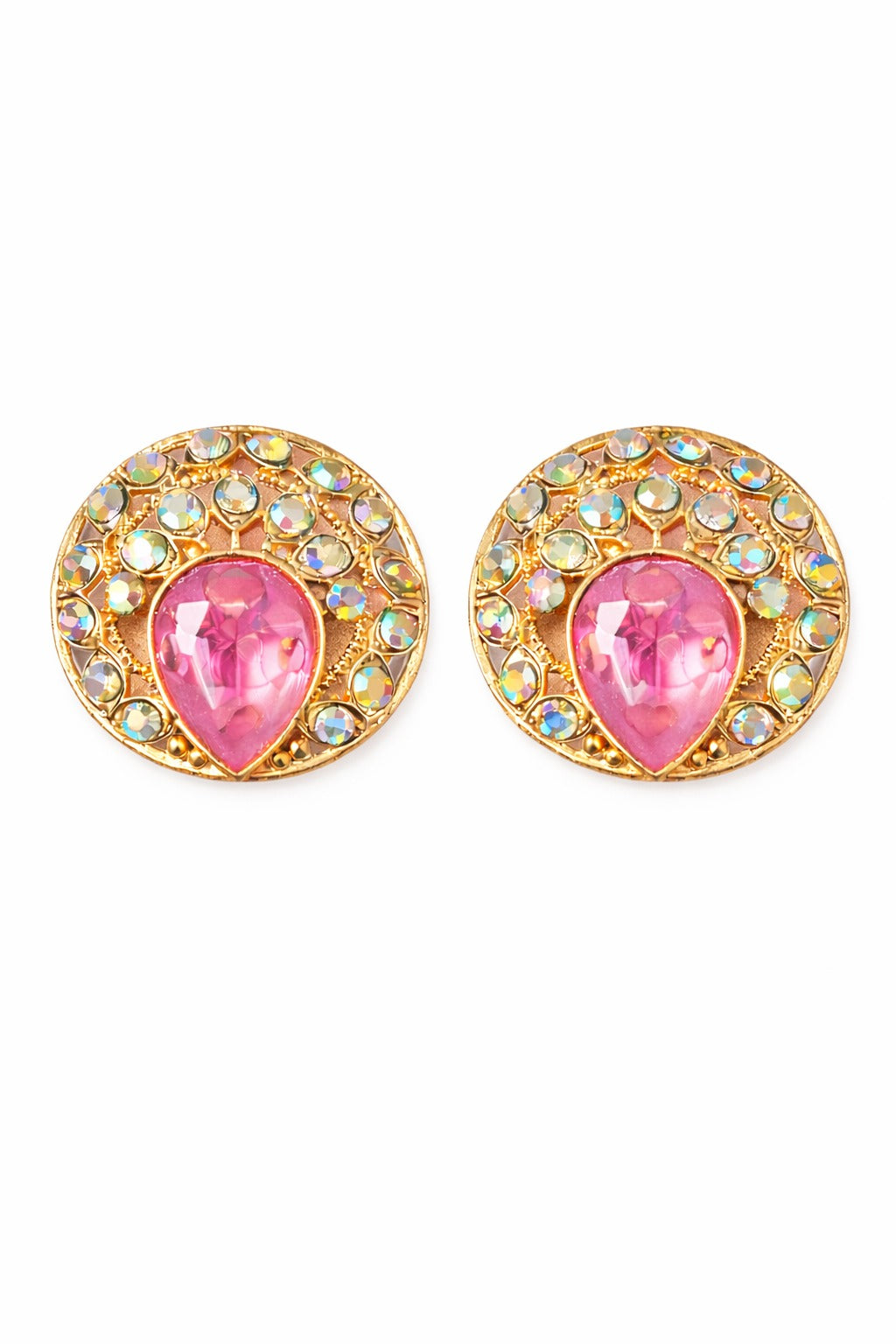 Blush Pink Royal Halo Stud Earrings
