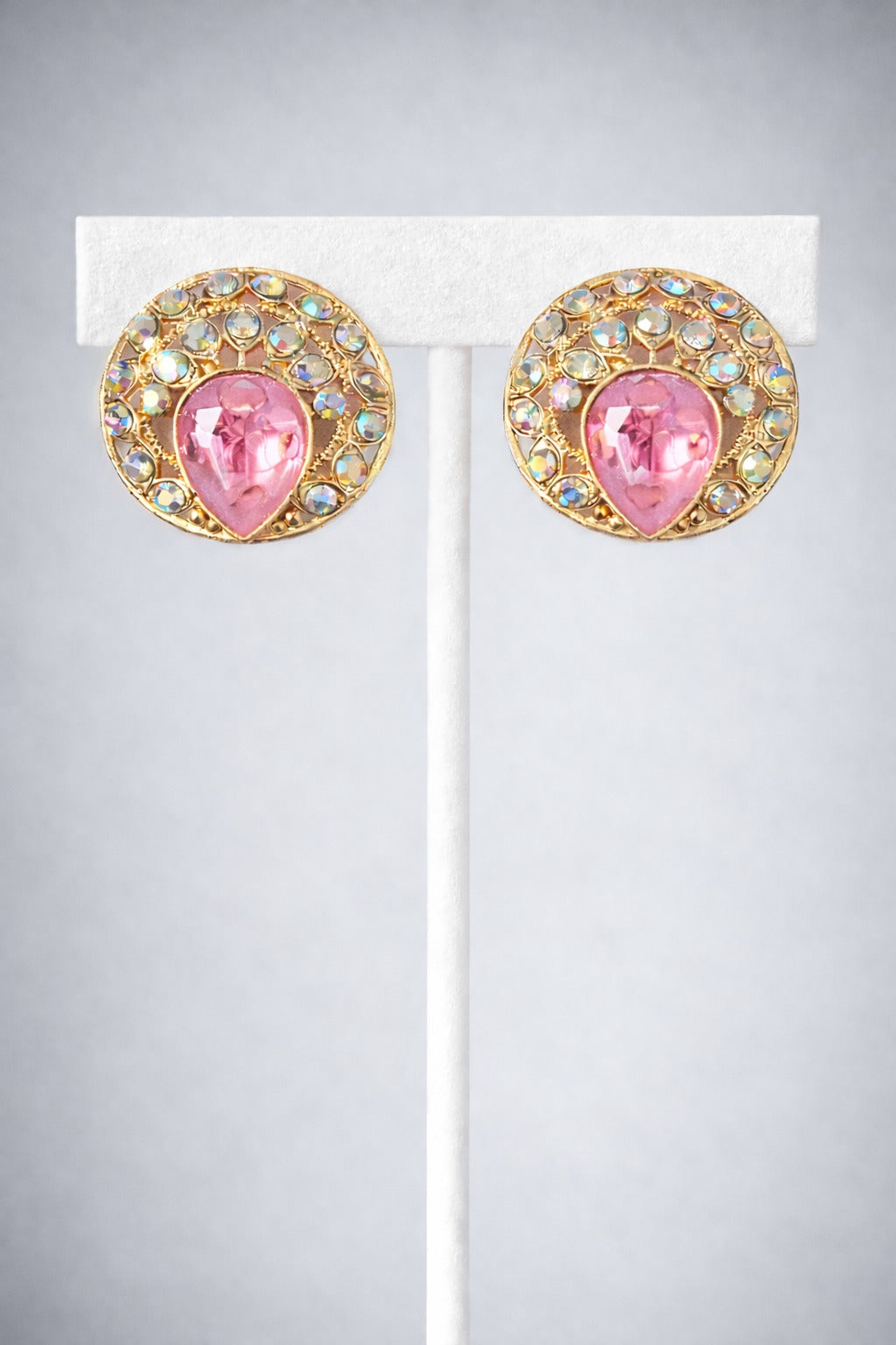 Blush Pink Royal Halo Stud Earrings