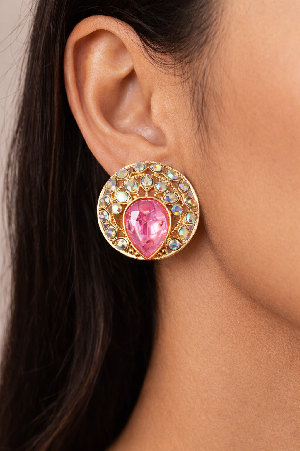 Blush Pink Royal Halo Stud Earrings