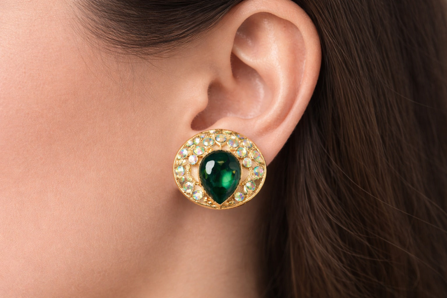 Emerald Royale Halo Stud Earrings