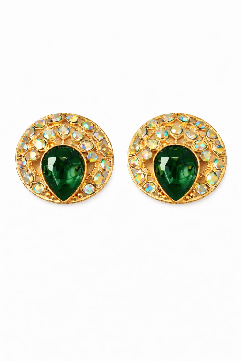 Emerald Royale Halo Stud Earrings