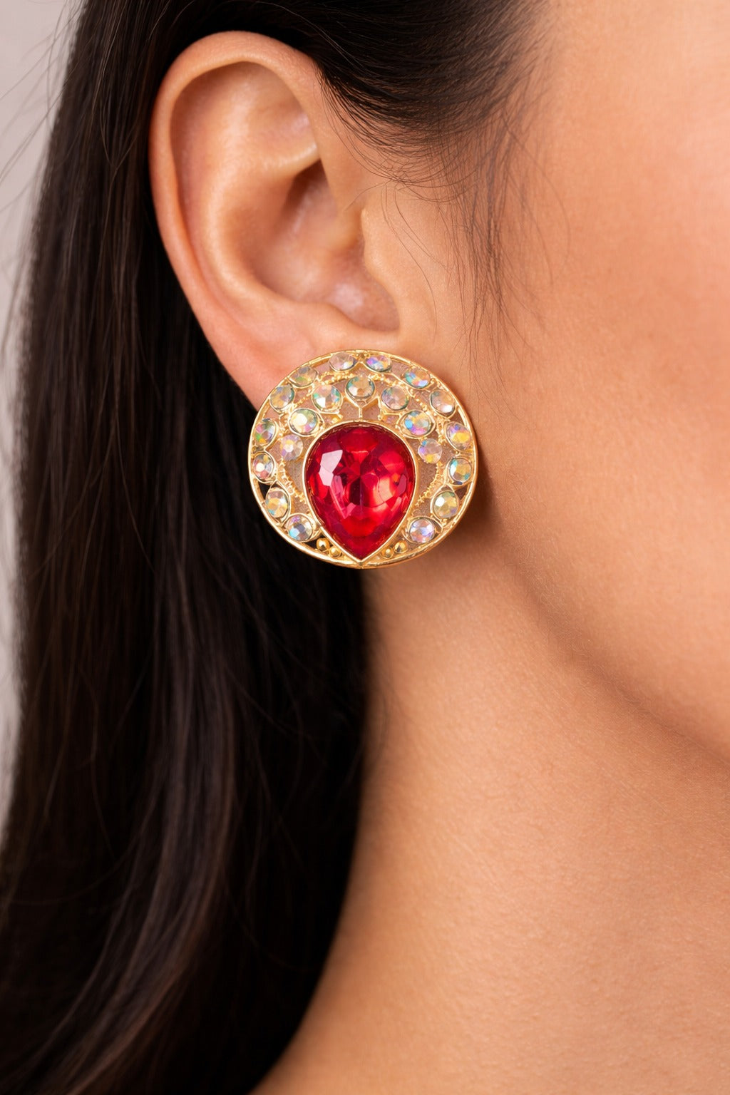 Ruby Royale Halo Stud Earrings