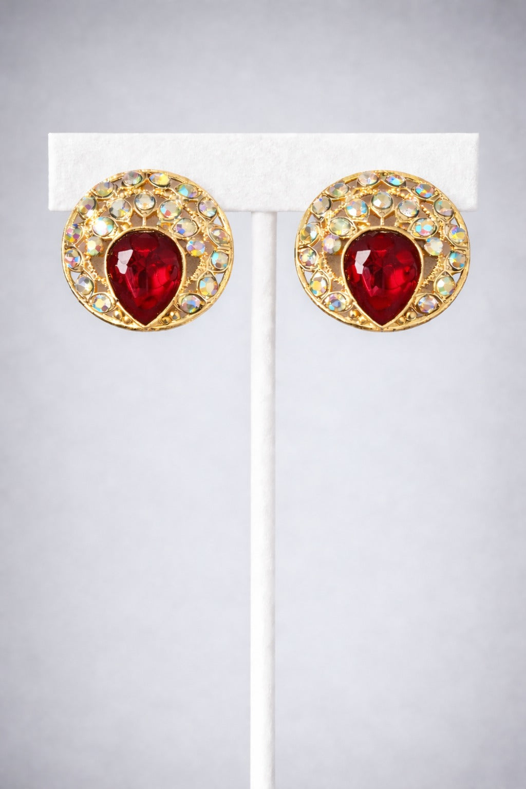 Ruby Royale Halo Stud Earrings