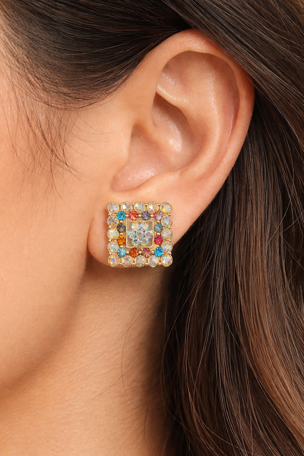 Prism Luxe Multicolor Crystal Stud Earrings