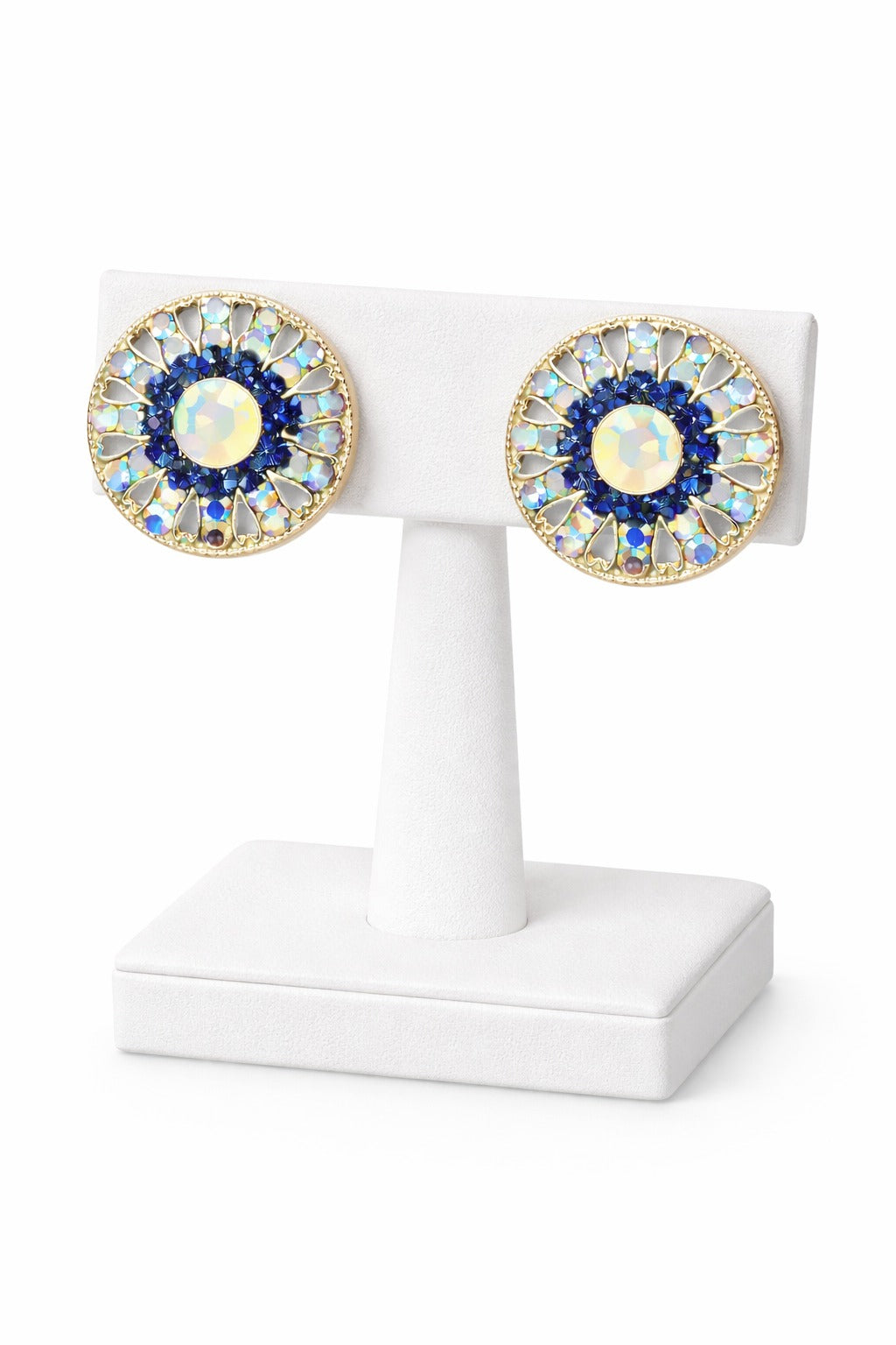 Midnight Sapphire Crystal Bloom Stud Earrings