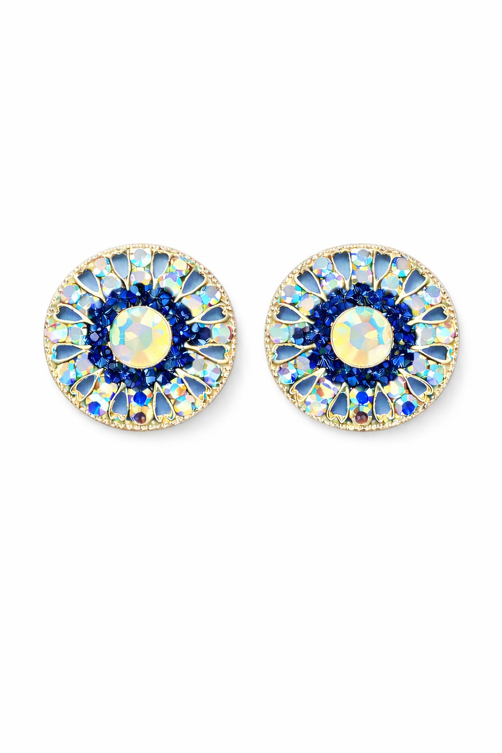 Midnight Sapphire Crystal Bloom Stud Earrings