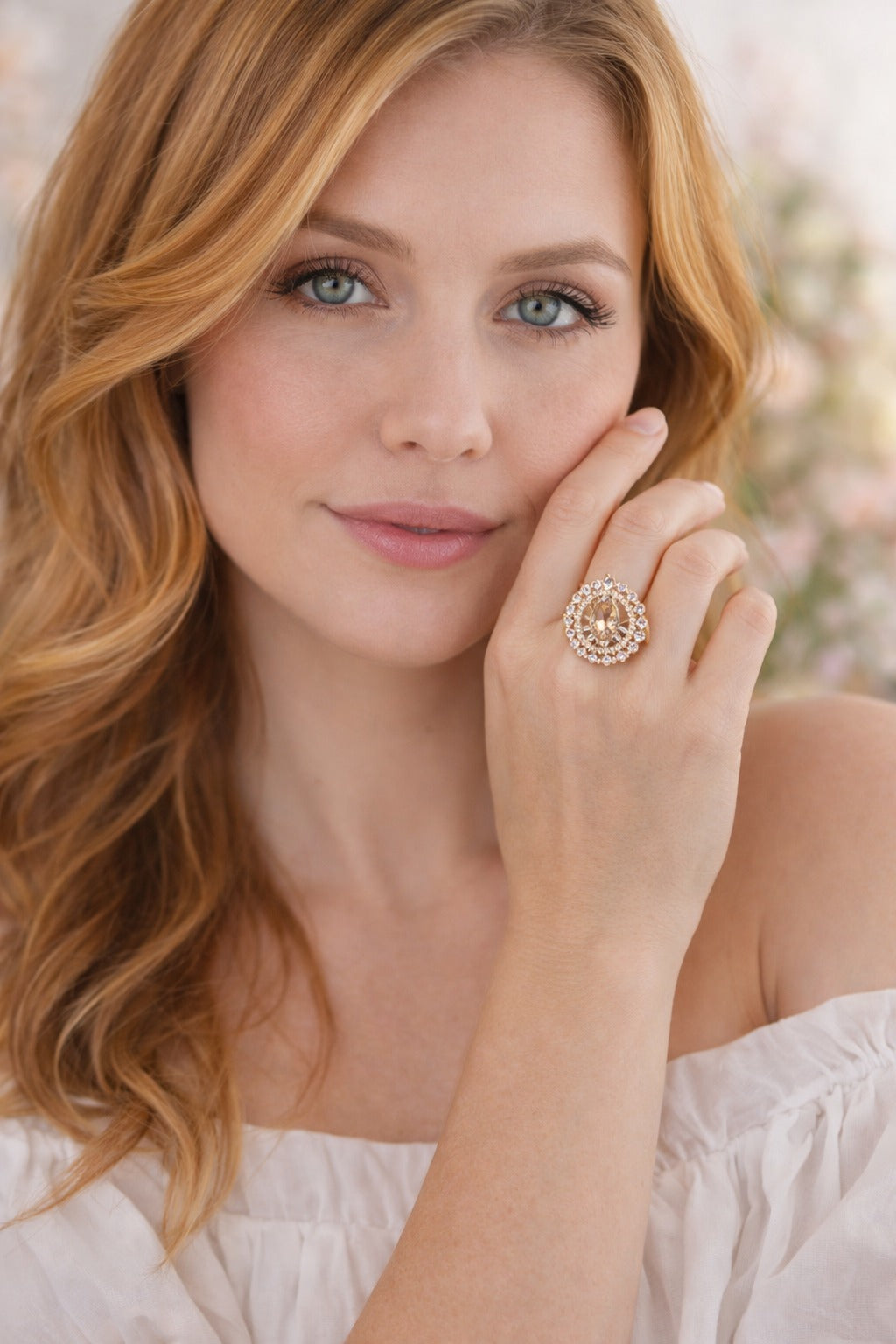 Champagne Halo Bloom Ring