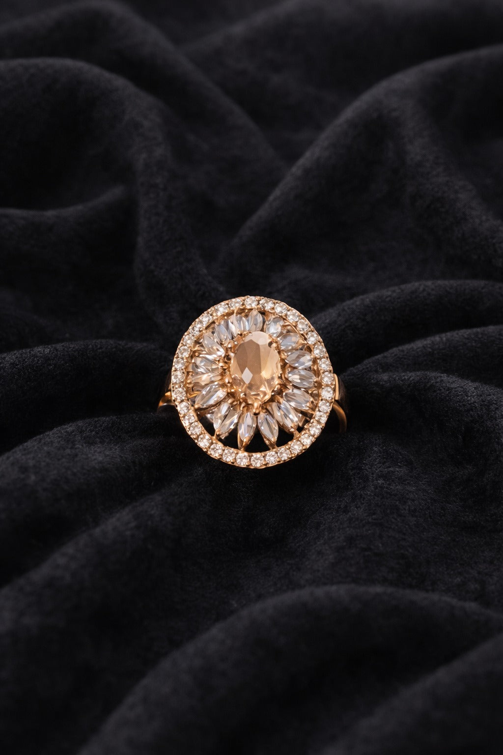 Champagne Halo Bloom Ring