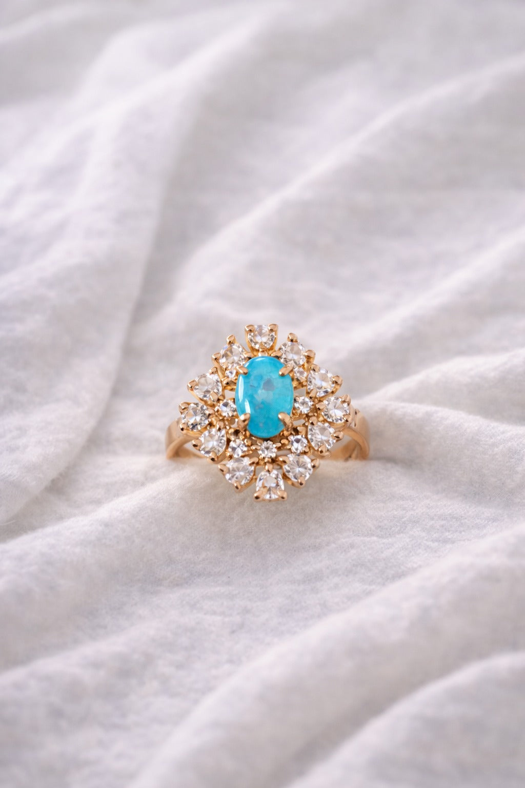 Turquoise Floral Halo Statement Ring