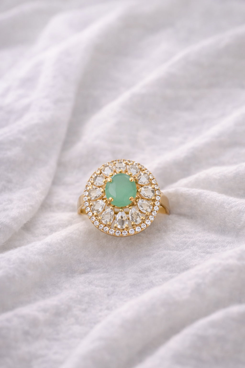 Mint Aura Floral Halo Ring