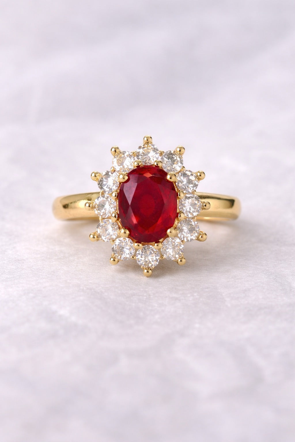 Royal Oval Ruby Halo Elegance Ring