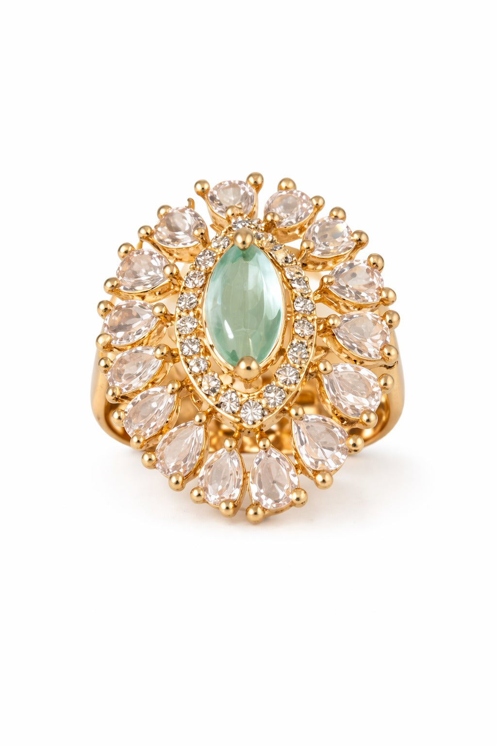 Royal Mint Green Halo Statement Ring