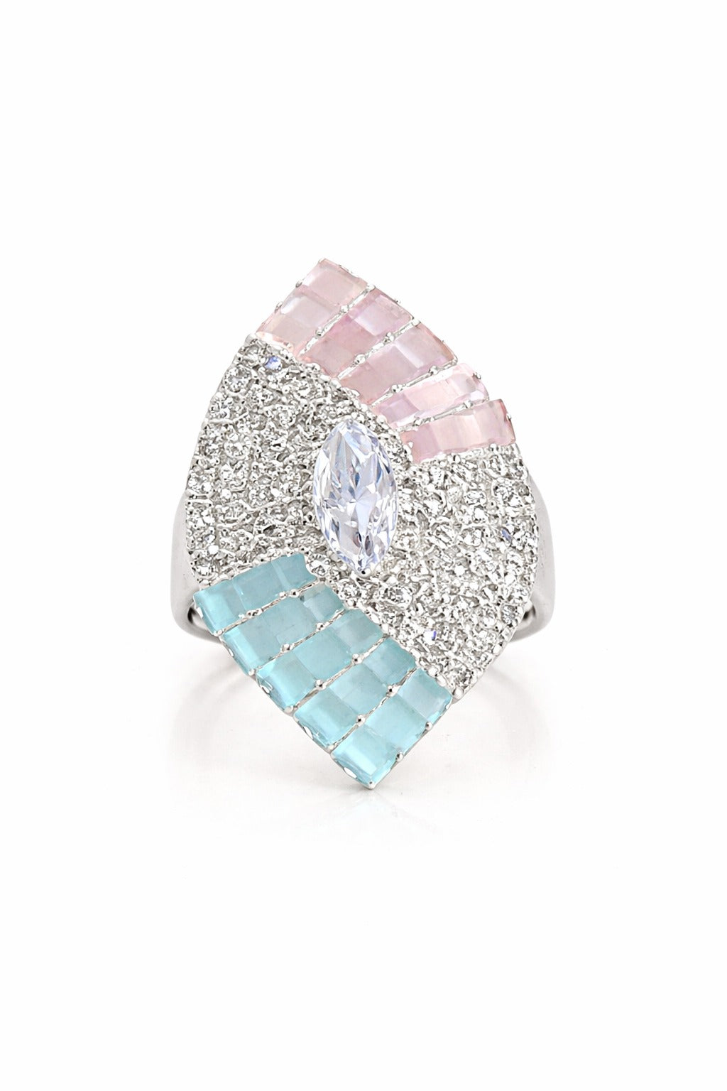 Pastel Duo Wing Crystal Statement Ring