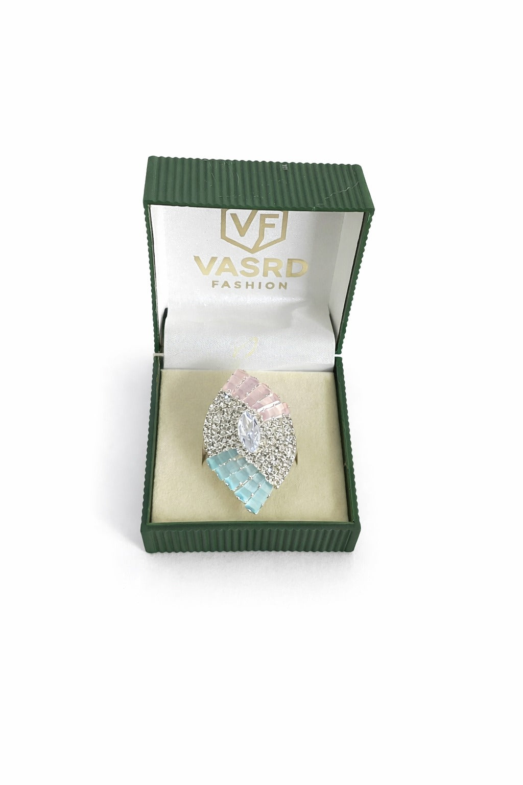 Pastel Duo Wing Crystal Statement Ring