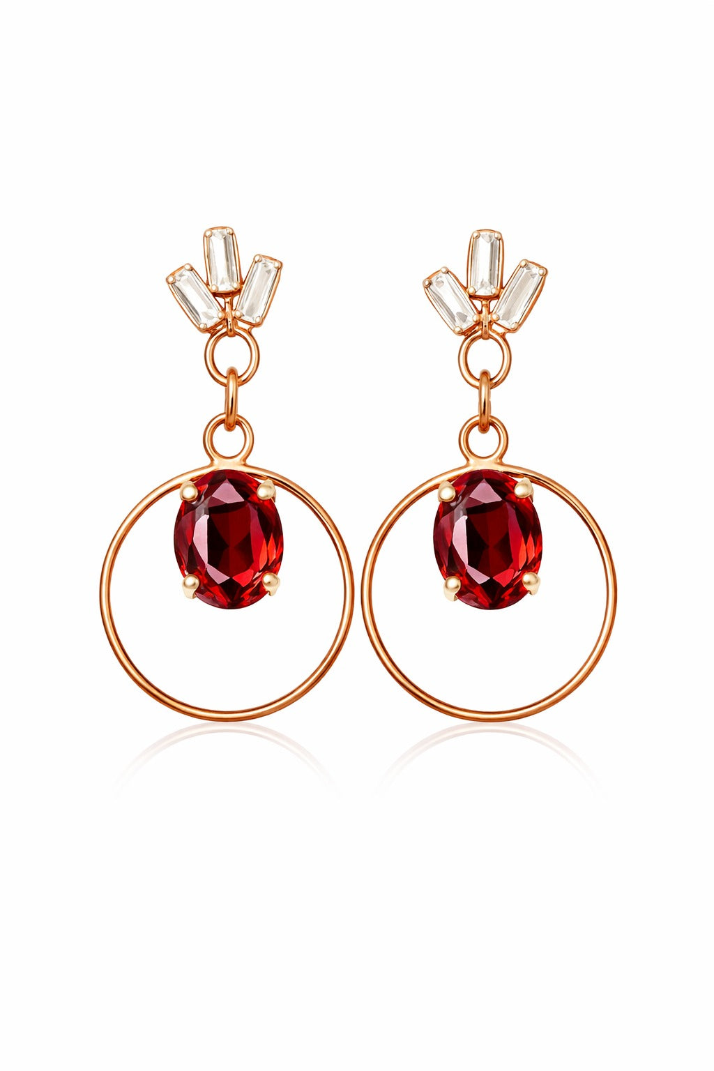 Royal Crimson Halo Drop Earrings