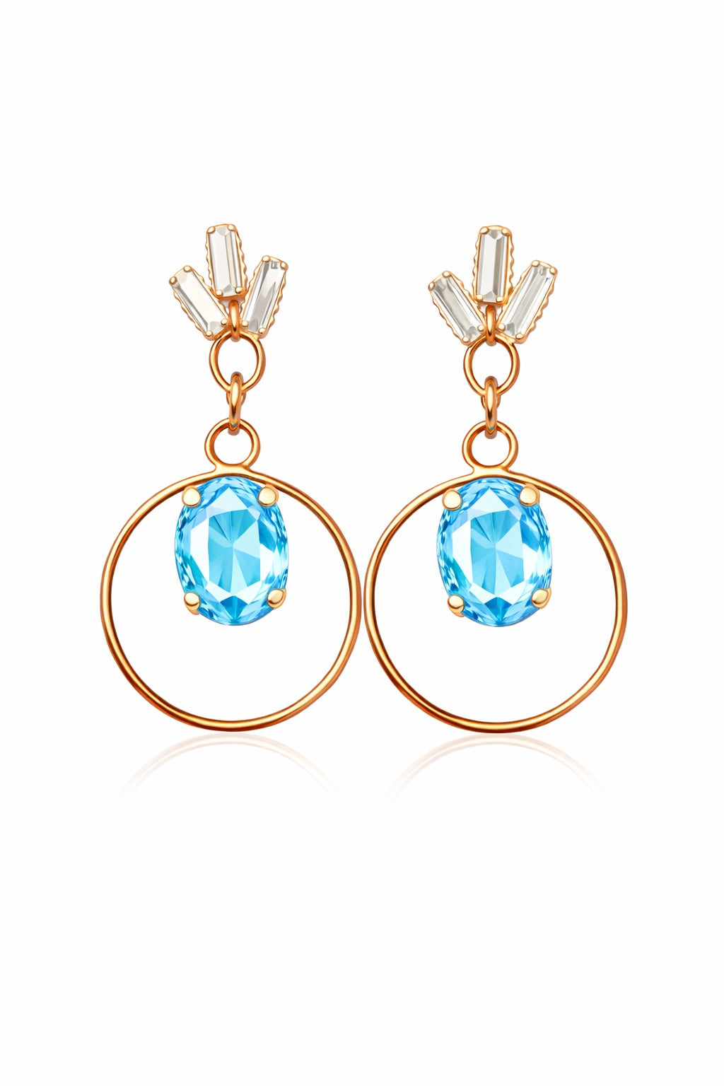 Sky Blue Crystal Halo Drop Earrings