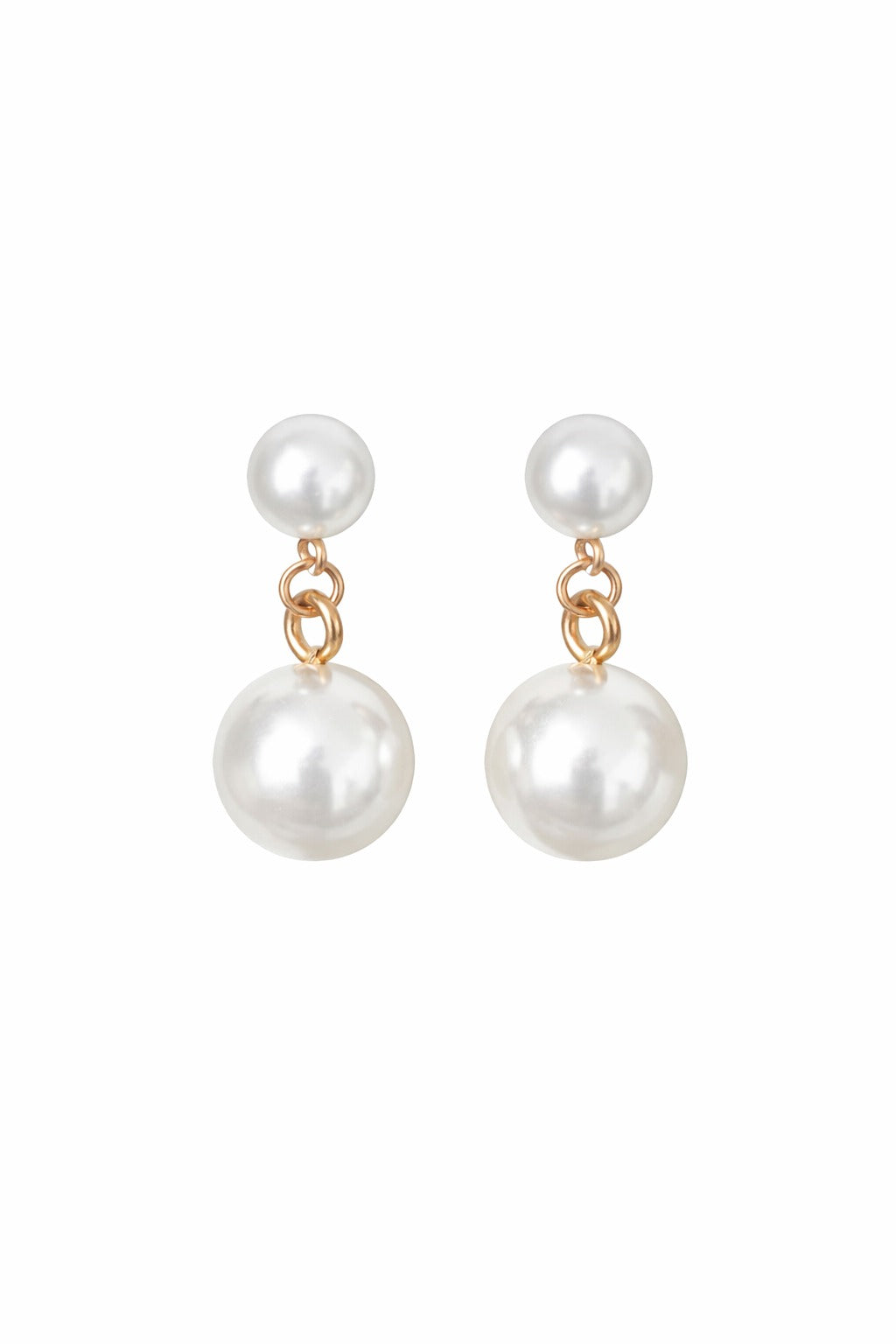 Classic Double Pearl Gold Drop Earrings