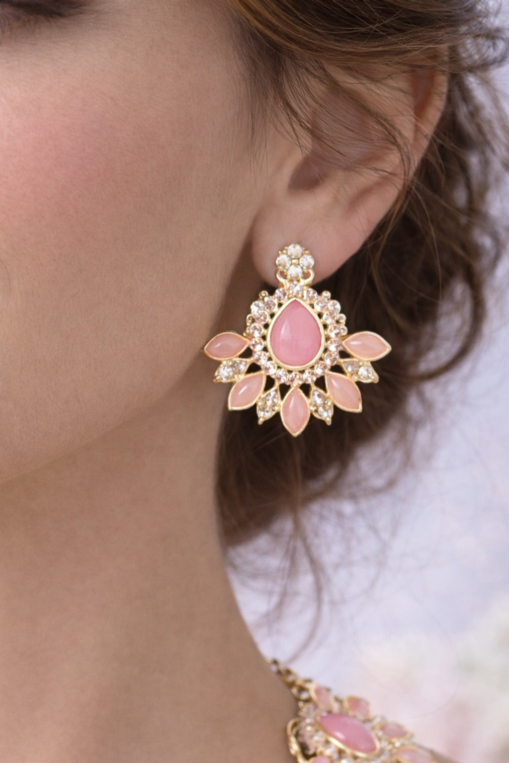 Blush Royale Floral Kundan Necklace Set with Maang Tikka & Earrings