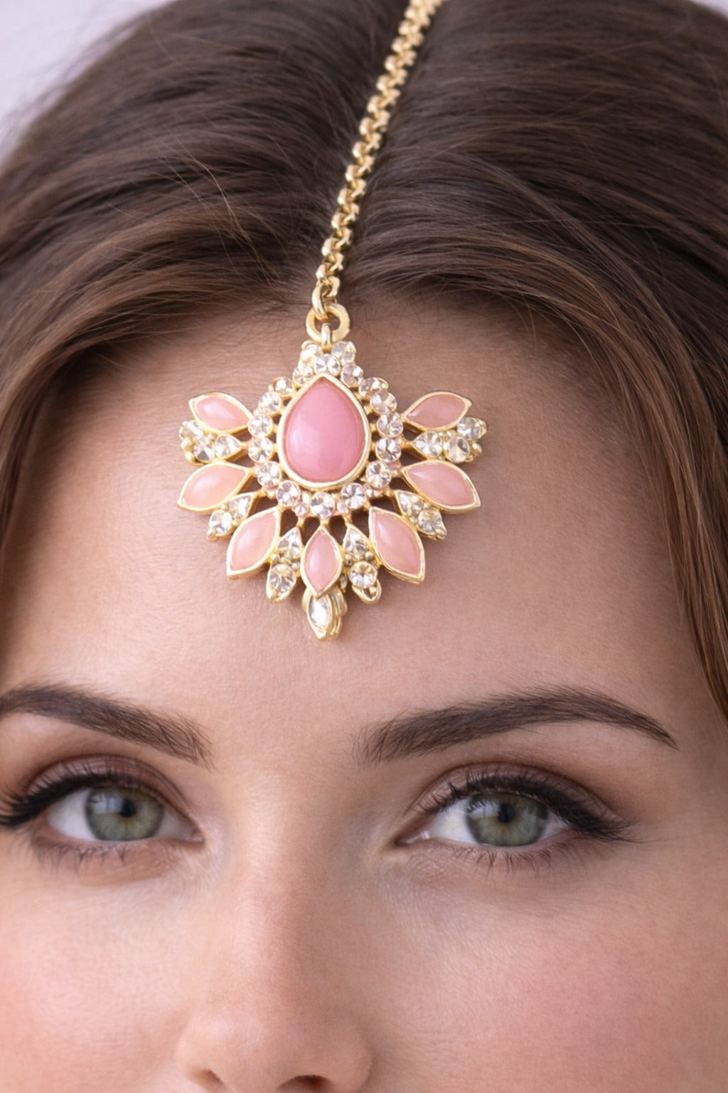 Blush Royale Floral Kundan Necklace Set with Maang Tikka & Earrings