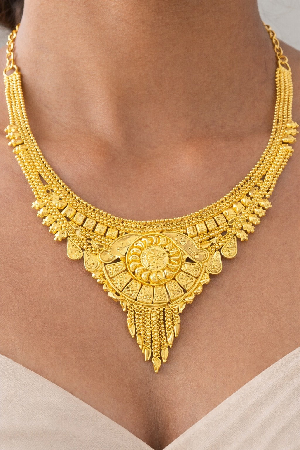 Classic South Indian Temple Gold Necklace Set