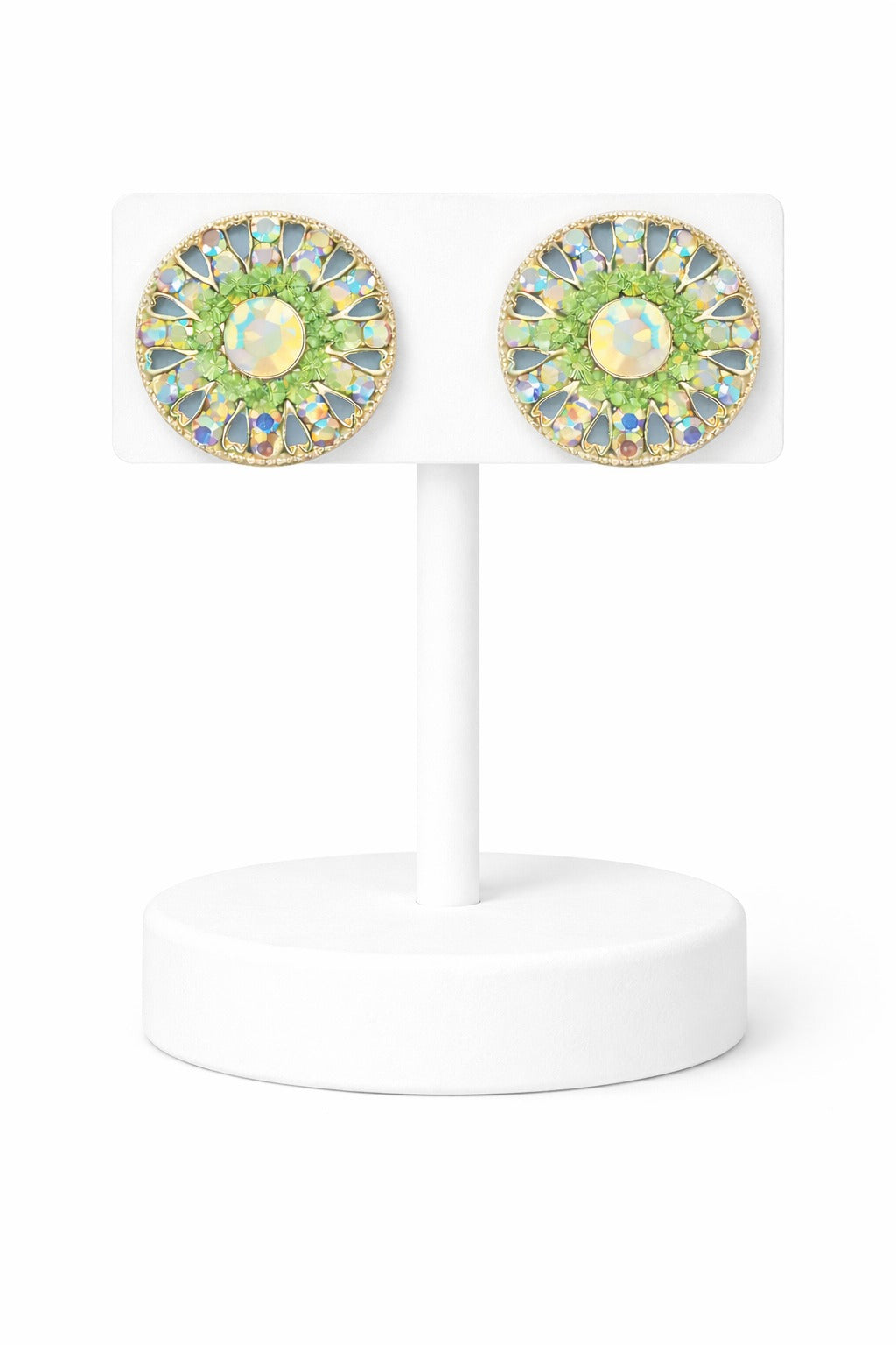 Emerald Prism Mandala Crystal Stud Earrings