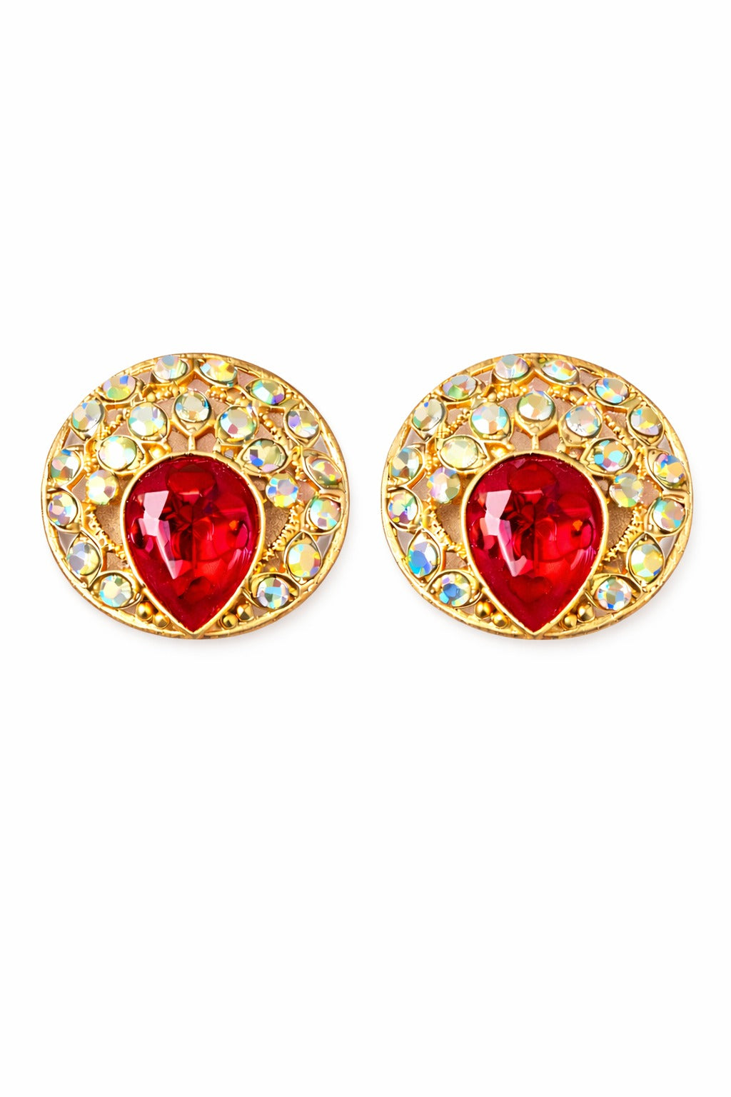 Ruby Royale Halo Stud Earrings