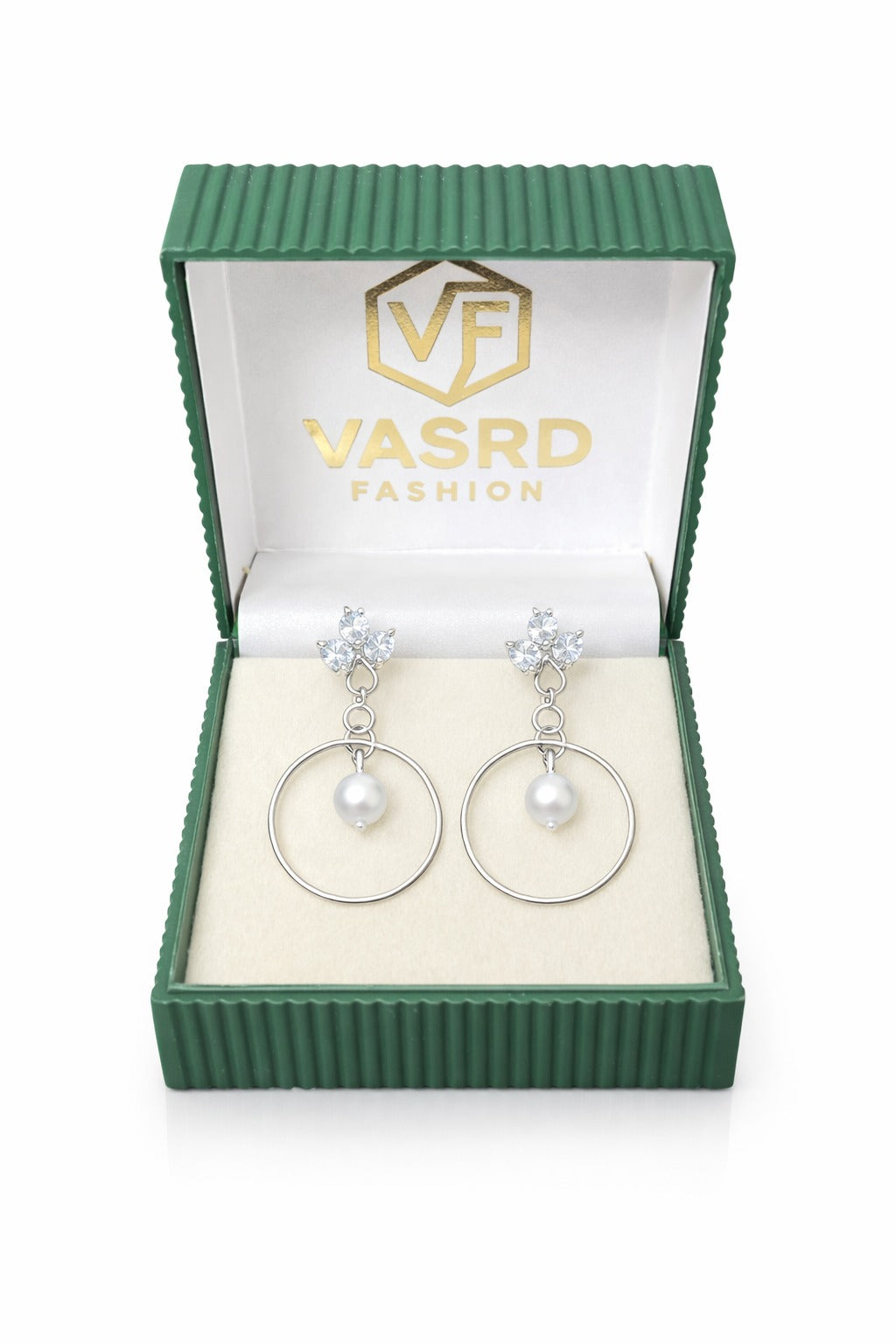 Crystal Bloom Pearl Hoop Drop Earrings