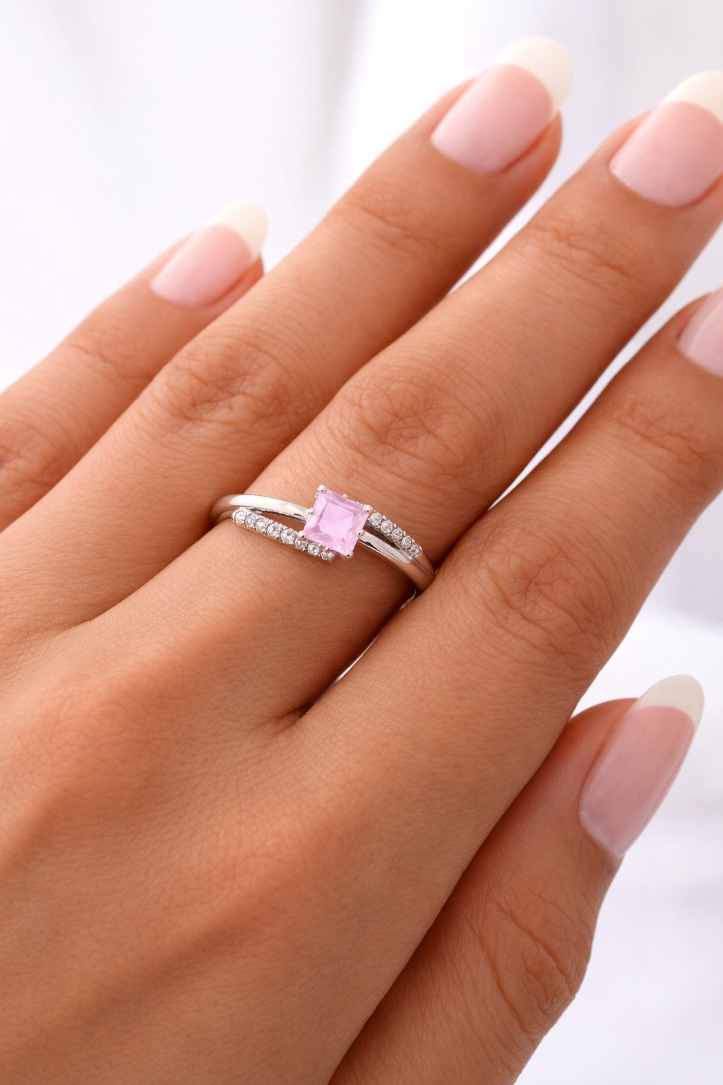 VASRD Minimalist Pink Stone Designer Ring