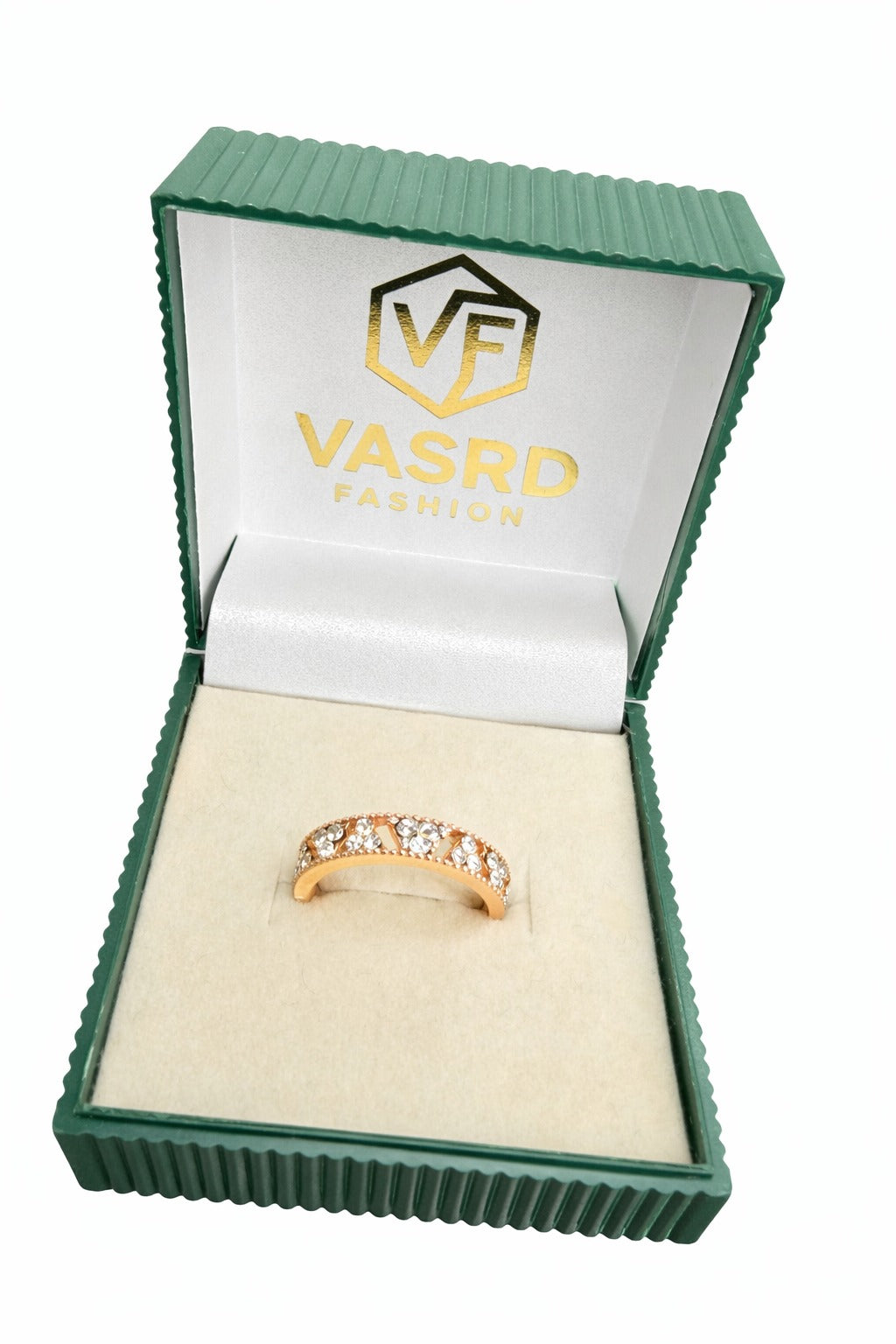 Elegant Rose Gold Crystal Band Ring