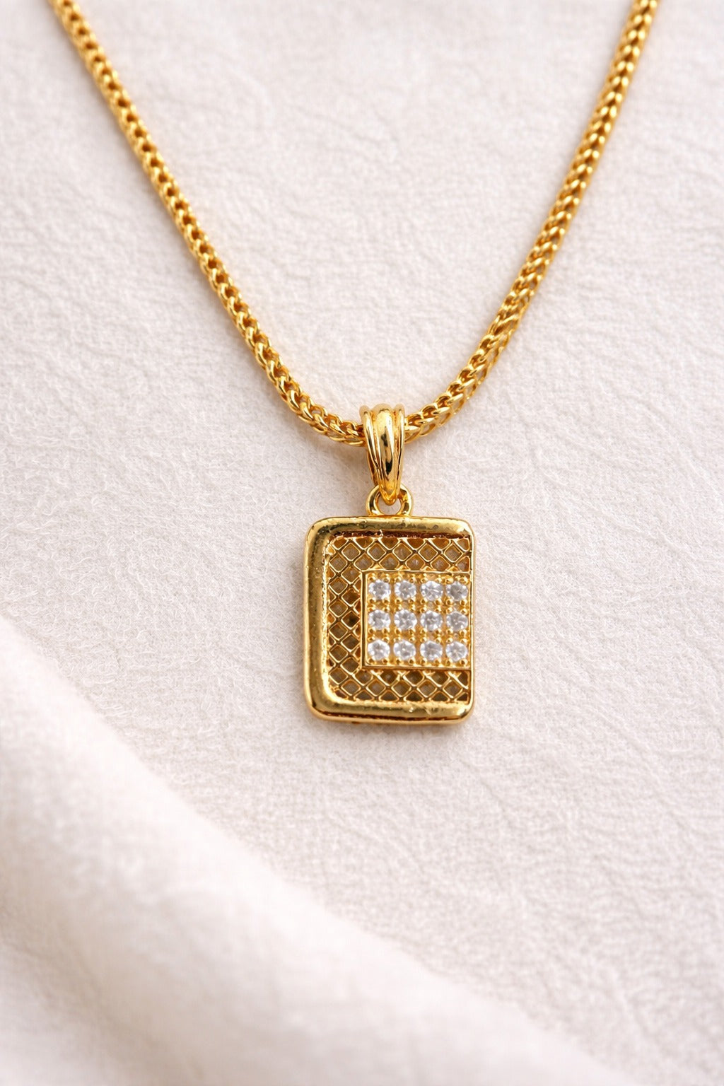Gold-Tone Square Pendant Necklace