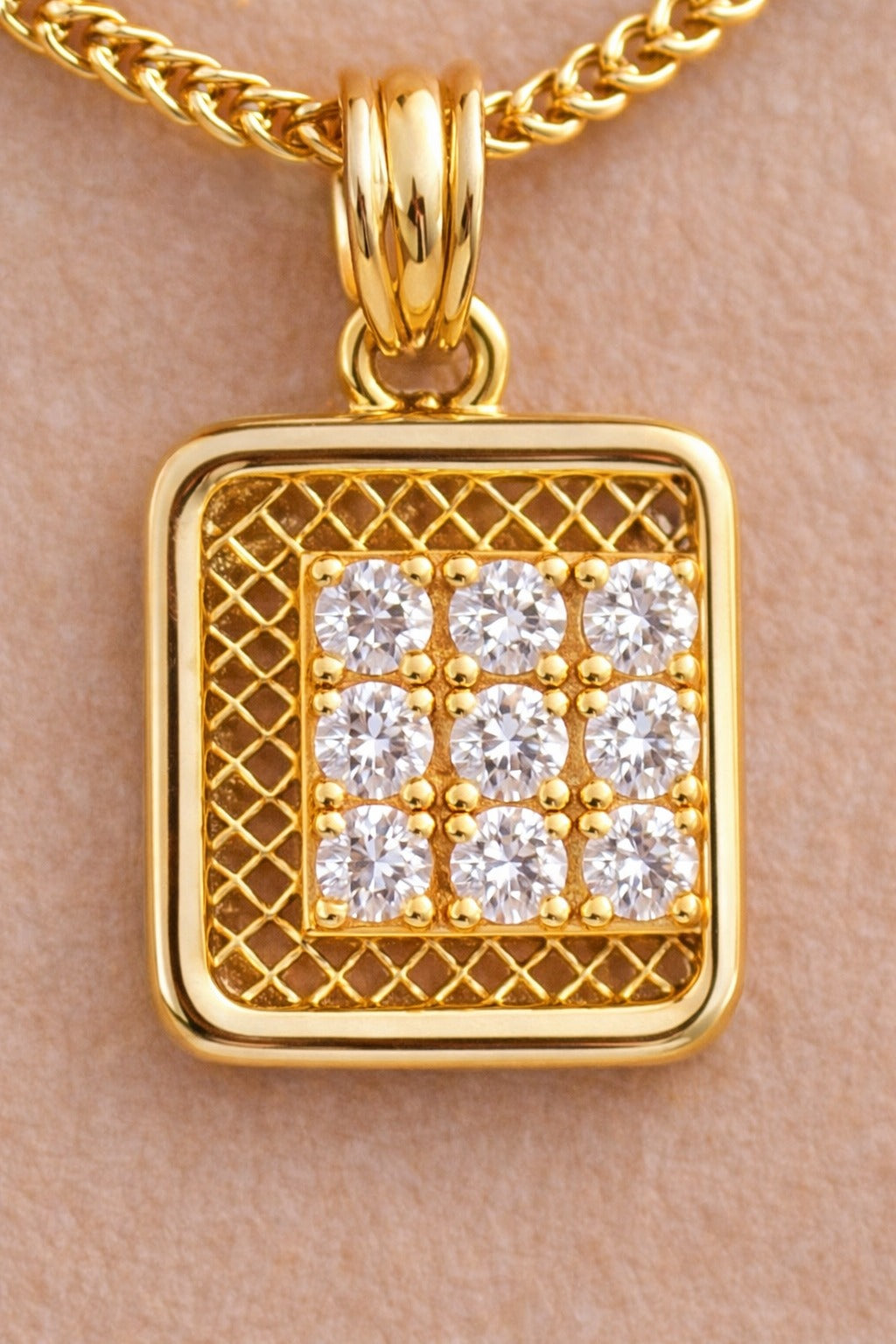 Gold-Tone Square Pendant Necklace