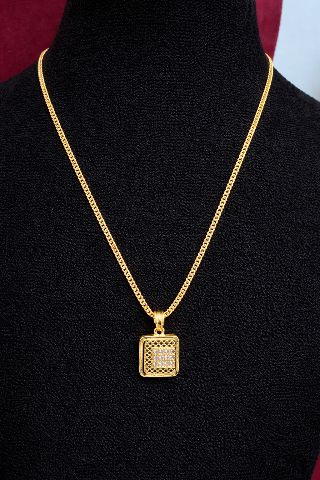Gold-Tone Square Pendant Necklace